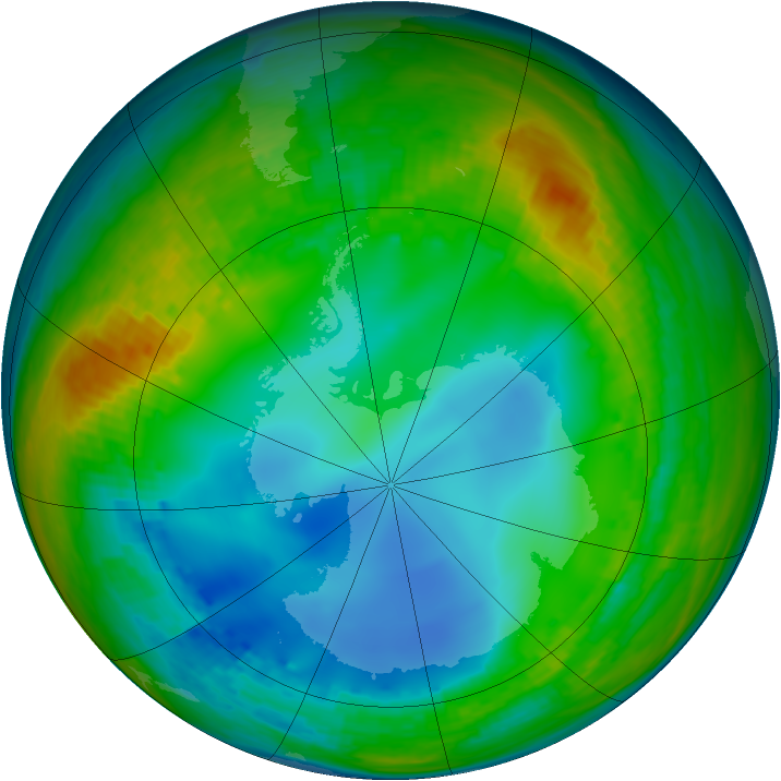 Antarctic ozone map for 19 July 2002